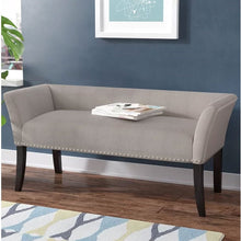 Load image into Gallery viewer, Modern Mid-Century Grey Upholstered Accent Bench