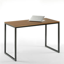 Load image into Gallery viewer, Modern Home Office Desk with Black Metal Frame and Brown Wood Top