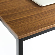 Load image into Gallery viewer, Modern Home Office Desk with Black Metal Frame and Brown Wood Top