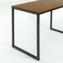 Load image into Gallery viewer, Modern Home Office Desk with Black Metal Frame and Brown Wood Top