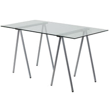 Load image into Gallery viewer, Modern Clear Tempered Glass Top Writing Table Computer Desk with Metal Legs