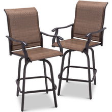 Load image into Gallery viewer, Set of 2 Brown All-Weather Mesh Swivel Barstools