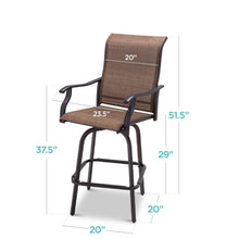 Load image into Gallery viewer, Set of 2 Brown All-Weather Mesh Swivel Barstools