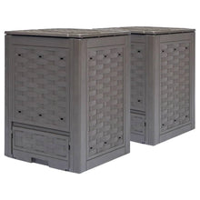 Load image into Gallery viewer, Set of 2 - Outdoor Garden 158 Gallon Compost Bin Set in Brown Plastic Rattan