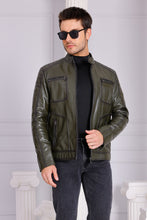 Load image into Gallery viewer, The Argento Green Leather Jacket