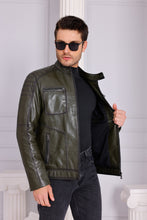 Load image into Gallery viewer, The Argento Green Leather Jacket