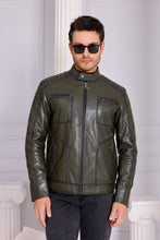 Load image into Gallery viewer, The Argento Green Leather Jacket