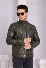 Load image into Gallery viewer, The Argento Green Leather Jacket