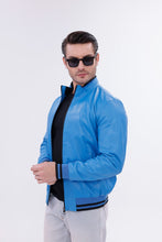 Load image into Gallery viewer, Monza Blue Lambskin Men Leather Jacket