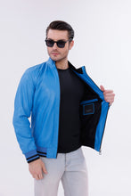 Load image into Gallery viewer, Monza Blue Lambskin Men Leather Jacket