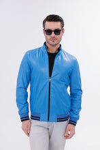 Load image into Gallery viewer, Monza Blue Lambskin Men Leather Jacket