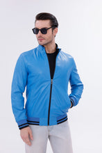 Load image into Gallery viewer, Monza Blue Lambskin Men Leather Jacket