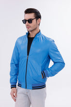 Load image into Gallery viewer, Monza Blue Lambskin Men Leather Jacket