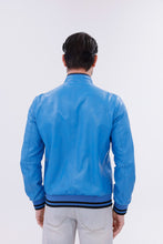 Load image into Gallery viewer, Monza Blue Lambskin Men Leather Jacket