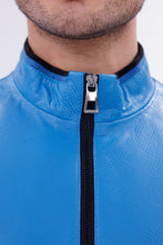 Load image into Gallery viewer, Monza Blue Lambskin Men Leather Jacket