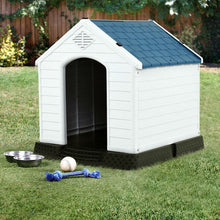 Load image into Gallery viewer, Medium size Outdoor Heavy Duty Blue and White Plastic Dog House