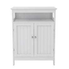 Load image into Gallery viewer, 2-Door Bathroom Linen Cabinet with Storage Shelf in White Wood Finish