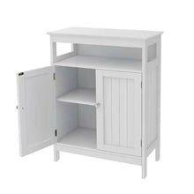 Load image into Gallery viewer, 2-Door Bathroom Linen Cabinet with Storage Shelf in White Wood Finish