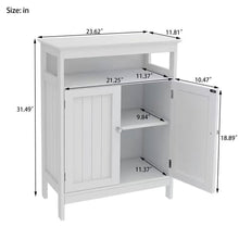 Load image into Gallery viewer, 2-Door Bathroom Linen Cabinet with Storage Shelf in White Wood Finish