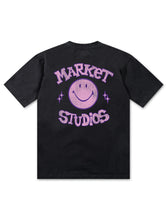 Load image into Gallery viewer, Market Studios Smiley Old School Tee - Washed Black