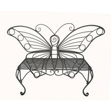 Load image into Gallery viewer, Modern Outdoor Butterfly Garden Bench in Black Metal Finish