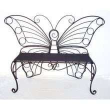 Load image into Gallery viewer, Modern Outdoor Butterfly Garden Bench in Black Metal Finish