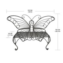 Load image into Gallery viewer, Modern Outdoor Butterfly Garden Bench in Black Metal Finish
