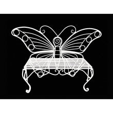 Load image into Gallery viewer, Modern Outdoor Butterfly Garden Bench in White Metal Finish