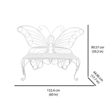 Load image into Gallery viewer, Modern Outdoor Butterfly Garden Bench in White Metal Finish
