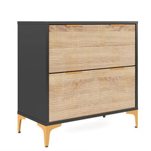 Load image into Gallery viewer, Retro Natural/Black with Gold Handles/Legs 2 Drawer Filing Cabinet Printer Stand