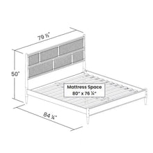 Load image into Gallery viewer, King Size Hardwood Platform Bed Frame with Cane Paneling Headboard in Walnut