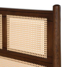 Load image into Gallery viewer, Queen Size Hardwood Platform Bed Frame with Cane Paneling Headboard in Walnut