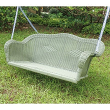 Load image into Gallery viewer, Resin Wicker Porch Swing with 4-ft Hanging Chain in Moss