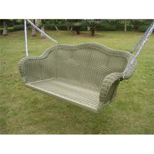 Load image into Gallery viewer, Resin Wicker Porch Swing with 4-ft Hanging Chain in Moss