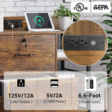 Load image into Gallery viewer, Brown Printer Stand Bookcase Power Station Mobile Office File Cabinet