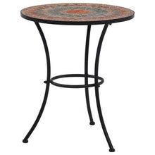 Load image into Gallery viewer, Round Outdoor Patio Bistro Table Grey/Orange Mosaic Tiles and Metal Frame