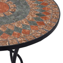 Load image into Gallery viewer, Round Outdoor Patio Bistro Table Grey/Orange Mosaic Tiles and Metal Frame