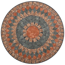 Load image into Gallery viewer, Round Outdoor Patio Bistro Table Grey/Orange Mosaic Tiles and Metal Frame