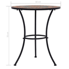 Load image into Gallery viewer, Round Outdoor Patio Bistro Table Grey/Orange Mosaic Tiles and Metal Frame