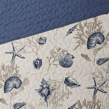 Load image into Gallery viewer, 6-Piece Nautical Sea Shells Coral Blue Beige Reversible Daybed Cover Bedding Set