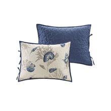 Load image into Gallery viewer, 6-Piece Nautical Sea Shells Coral Blue Beige Reversible Daybed Cover Bedding Set