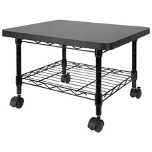 Load image into Gallery viewer, Multipurpose Black Metal 2-Tier Mobile Under Desk Printer Stand Cart w/ Casters