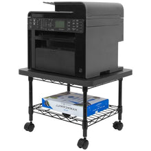 Load image into Gallery viewer, Multipurpose Black Metal 2-Tier Mobile Under Desk Printer Stand Cart w/ Casters