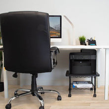 Load image into Gallery viewer, Multipurpose Black Metal 2-Tier Mobile Under Desk Printer Stand Cart w/ Casters