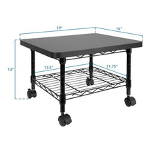 Load image into Gallery viewer, Multipurpose Black Metal 2-Tier Mobile Under Desk Printer Stand Cart w/ Casters