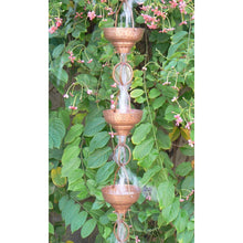 Load image into Gallery viewer, Pure Copper 8.5-Ft Rain Chain with 13 Hammered Funnel Shape Cups