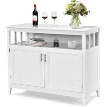 Load image into Gallery viewer, White Wood 2-Door Dining Buffet Sideboard Cabinet with Open Storage Shelf