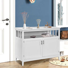 Load image into Gallery viewer, White Wood 2-Door Dining Buffet Sideboard Cabinet with Open Storage Shelf