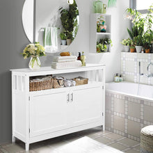 Load image into Gallery viewer, White Wood 2-Door Dining Buffet Sideboard Cabinet with Open Storage Shelf