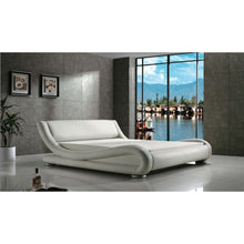 Load image into Gallery viewer, Queen Modern White Upholstered Platform Bed with Curved Sides &amp; Headboard